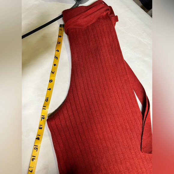 LOVE TREE Dark rust knit wide leg belted pants size S - Picture 10 of 11